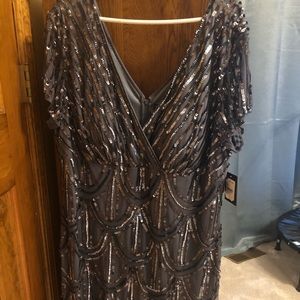 Sequined, mid-knee gown